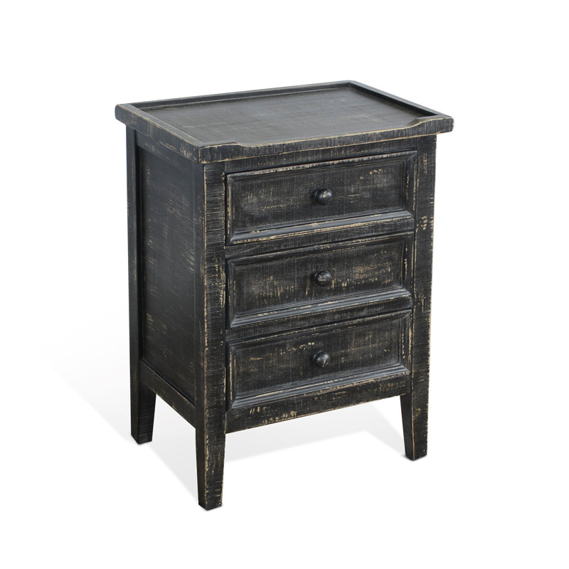Komor Solid Wood End Table, Black Sand
