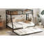 Lit superposé simple au-dessus d'un lit double en métal noir avec lit gigogne - construction solide, mouvement silencieux, sous la chambre, pieds épais, gigogne facile à assembler, bruit solide, rangement, conception, assemblage-1190683884