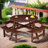 Karabella Outdoor 8-person Dining Sets With 4 Built-in Benches And Umbrella Hole-795914590