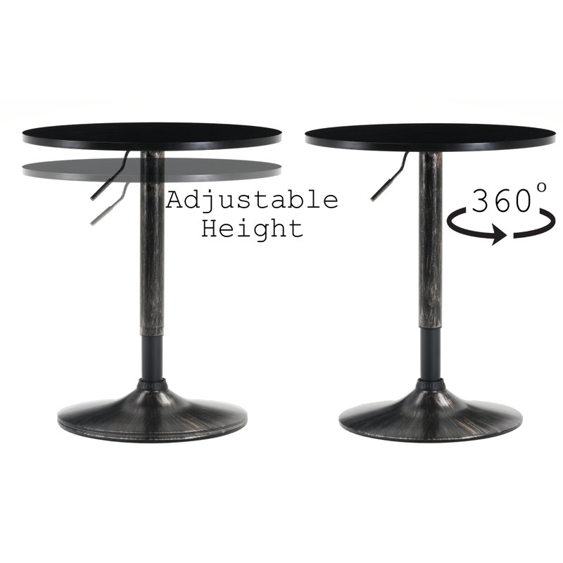 Galilea Round Metal Base Dining Table, Antique Golden, Black