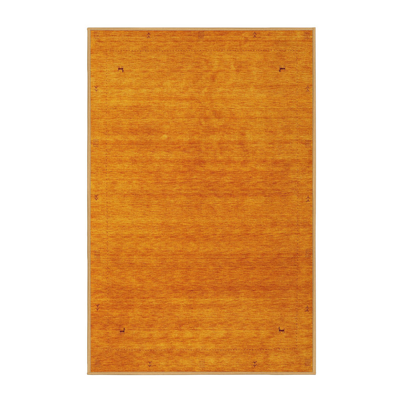 Tapis de zone orange contemporaine, Rectangle 5 pi x 7 pi