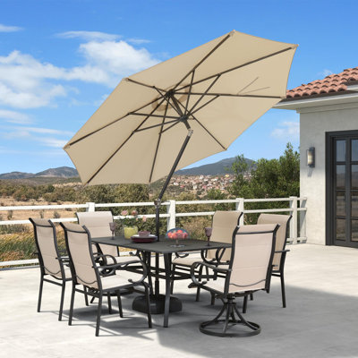 9' Dual Tilt Rotational Patio Umbrella for Market Pool with Counter Weights Included