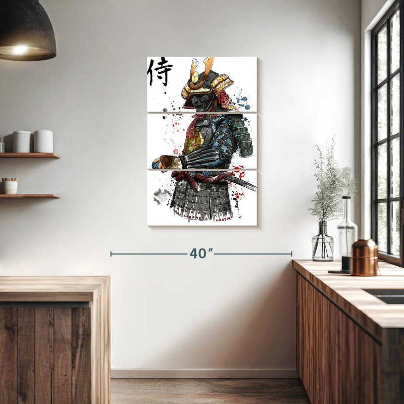 Aquarelle Mait Samurai, H 38 po x l 24 po