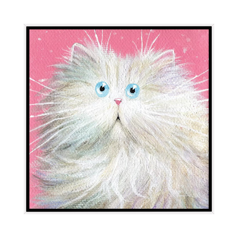 " White Persian " by Kim Haskins, No Matte, 18" H x 18" W x 1.5" D, White Framed