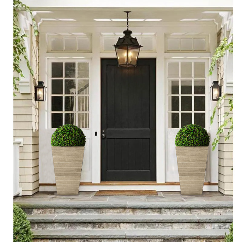 Emsco Tall Accent Planters –  22.5" Tapered Resin Planters For Front Porch, Entryway, Patio & Garden, Set of 1