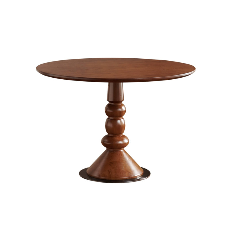 Table de salle à manger ronde en bois massif brun noisette, 29.53"H x 39.37"L x 39.37"W