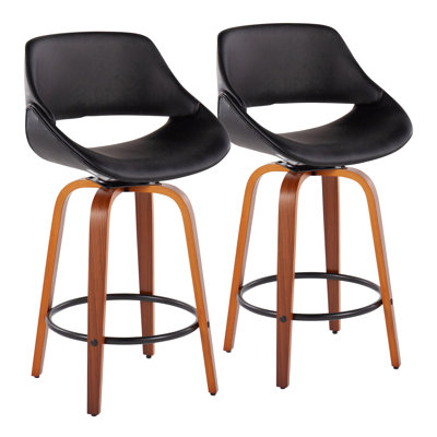 Najrin Faux Leather Upholstered Bar & Counter Stool with Round Footrest