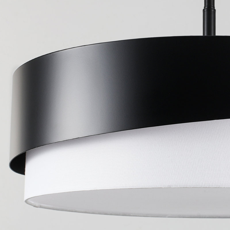 Lustre tambour moderne à 5 lumières 21,56 "à intensité variable, Noir mat