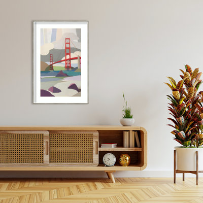 Golden Gate Bridge from Baker Beach by Melba Browne Wood Framed Wall Art Print