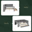 Lit plateforme en bois avec tablettes de rangement, tiroirs, station de charge, DEL, bureau et tête de lit tapissier-2108985046-2108985045