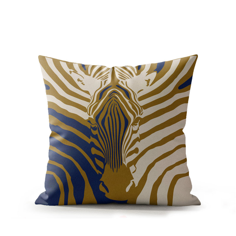 Coussin d'intérieur Salie Zebra, Minuit royal, 16 po x 16 po