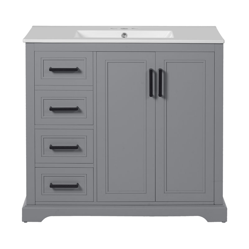 Meuble-lavabo 36 po avec comptoir en céramique, Gris