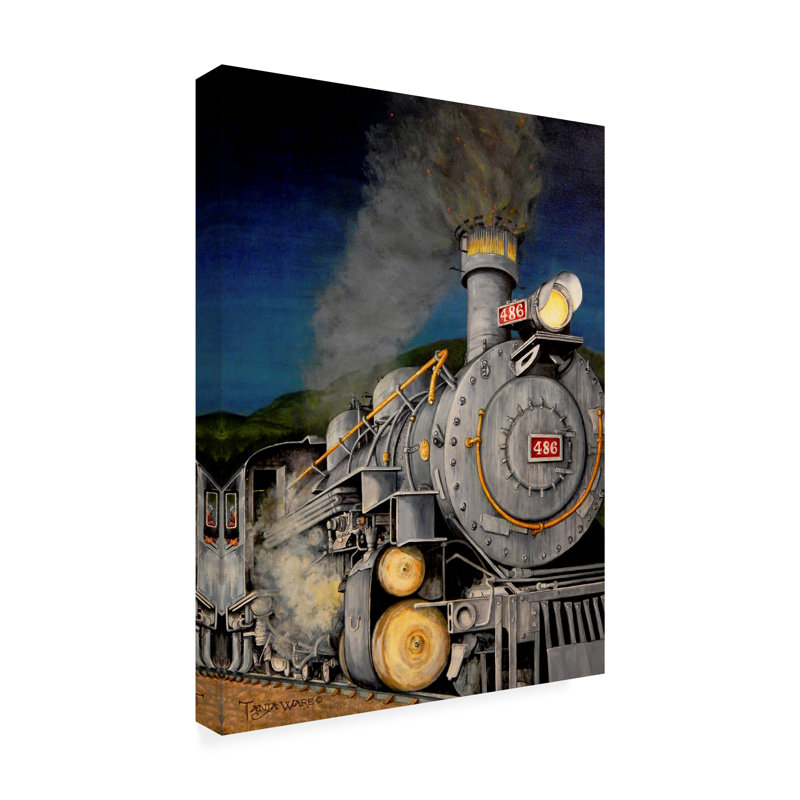 «Night Train» par Tanja Ware - peinture sur toile tendue, H 47 po x l 35 po