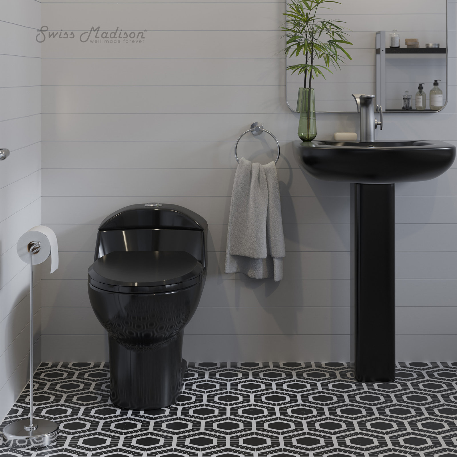 Château 1-Piece Dual-Flush Toilet, Black