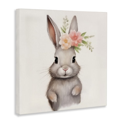 Sweet Floral Crowned Bunny Canvas, design by Lazar Studio
