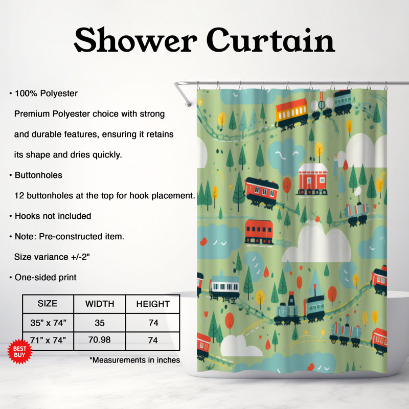 Silly Train - Premium Shower Curtain, 74"H x 71"W