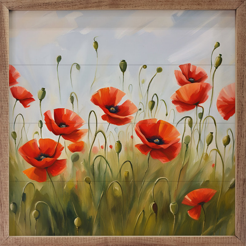 Red Poppy Field, 12'' H x 12'' W x 1" D