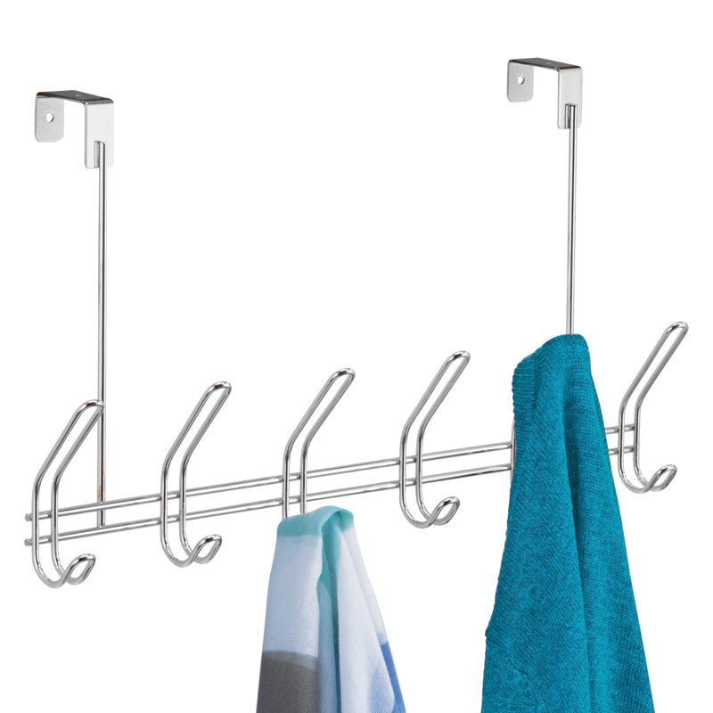 iDesign Classico Steel Over-The-Door 12-Hook Storage Rack - 18.75" x 5" x 10.75", Chrome