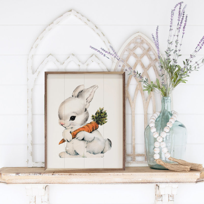 Lapin rétro avec carotte, H 30 po x l 24 po x P 1 po