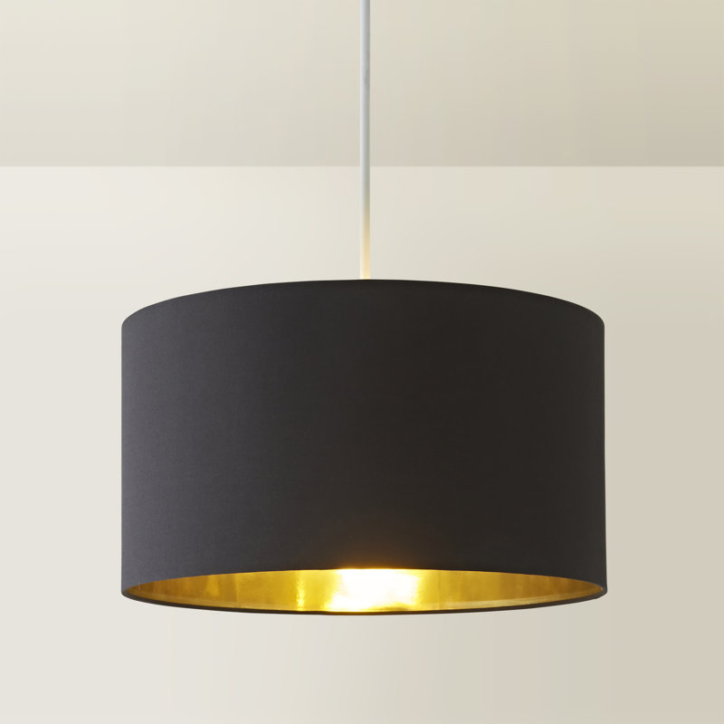 Reni 25cm H Cotton Drum Pendant Shade ( Spider ) in Black