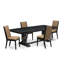 Cet ensemble de cuisine de 5 pièces comprend une table de salle à manger et 4 chaises de salle à manger en tissu de lin sable clair et des pieds noirs avec dossier rembourré - finition noir sablé.-622454881-617830661-622454880