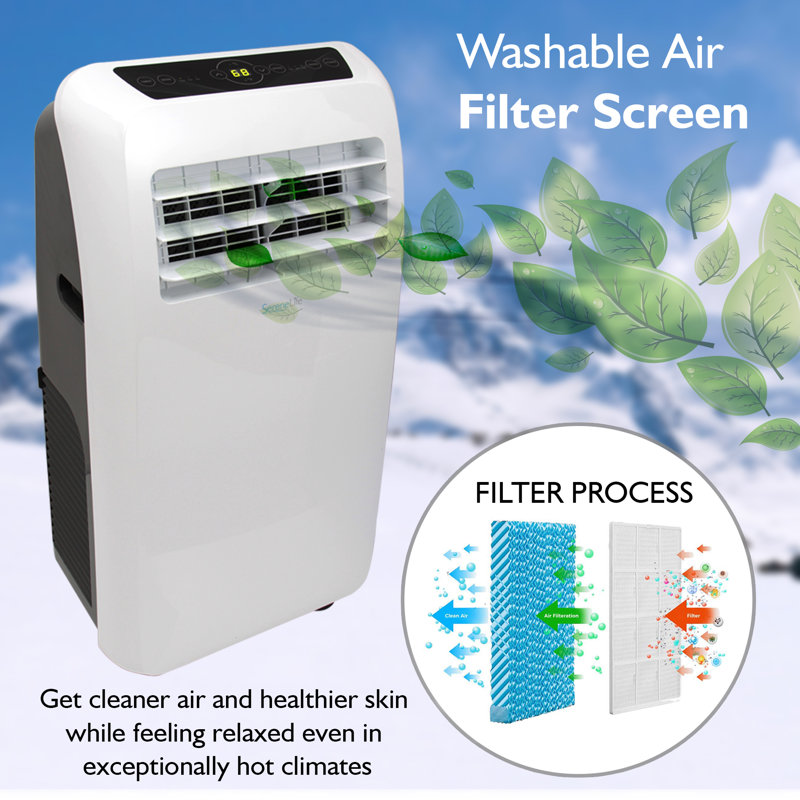 SereneLife 10000 BTU Portable Air Conditioner for 325 Square Feet with Heater and Remote Included