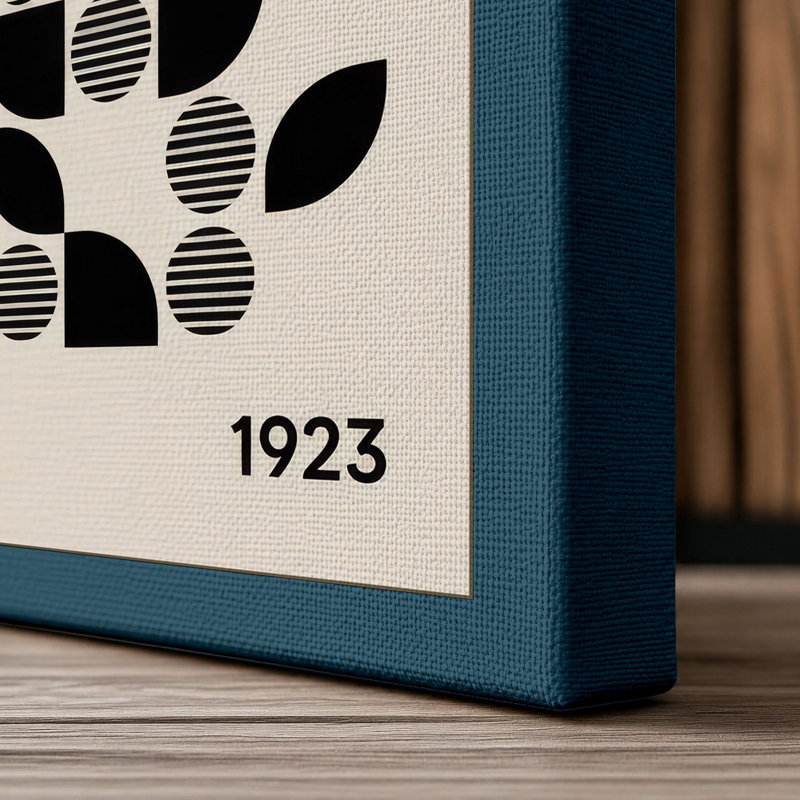 Bauhaus Grid Study Geometric - Wrapped Canvas, 36x24 - 91.4 x 61.0 cm, Teal Border