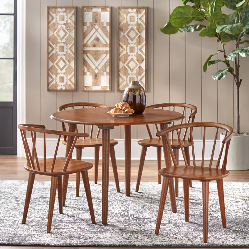 Ensemble de salle à manger Mehmud, Noyer, 5 Pieces: Table, 4 Chairs, Walnut