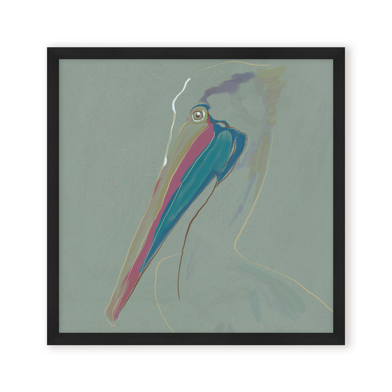 Coastal Retreat Coastal Drift: Pelican, 24" H x 24" W, Framed Matted Print, Gold