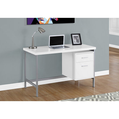 Bureau d'ordinateur moderne de 48 pouces avec installation réversible et tiroirs de rangement pour l'efficacité du bureau à domicile.