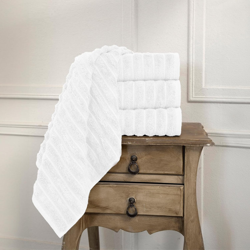 Ensemble de serviettes essuie-mains Fralick, 100% coton turc, séchage rapide , Blanc