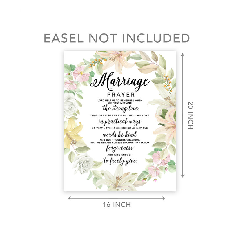 Reproduction d'art textuel sur toile non encadrée, «Wedding Prayer Floral Wreath»