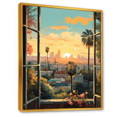 Vintage Los Angeles Windows View 3 - Floral Window Wall Art