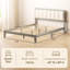 Lit plateforme de style nordique pour grand matelas, tête de lit tapissier, 12 lattes et 10 pieds, sans sommier, - support de glissade