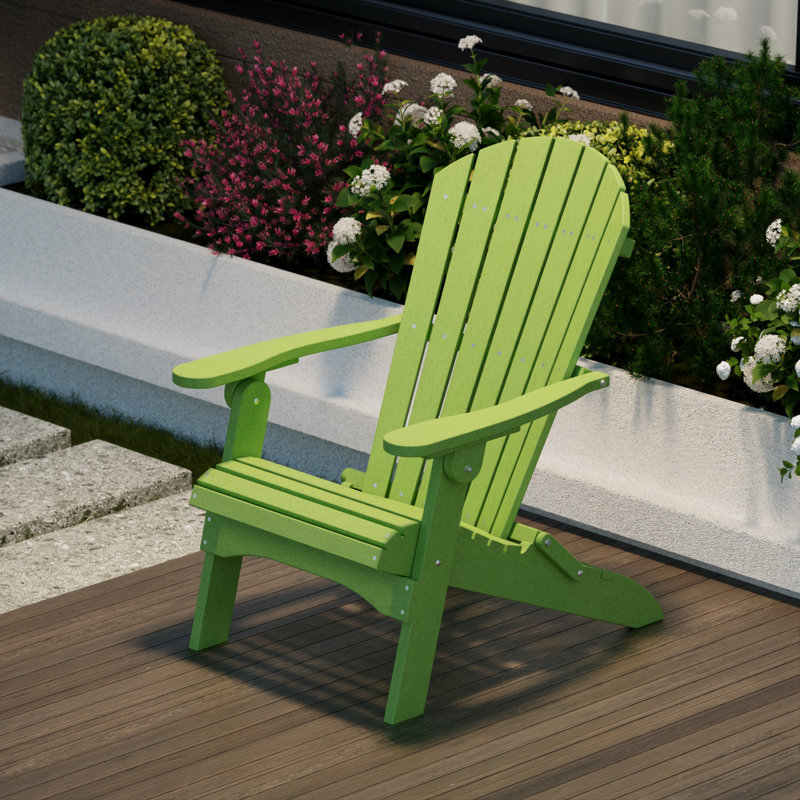 Heritage Folding Adirondack Chair, Lime Green