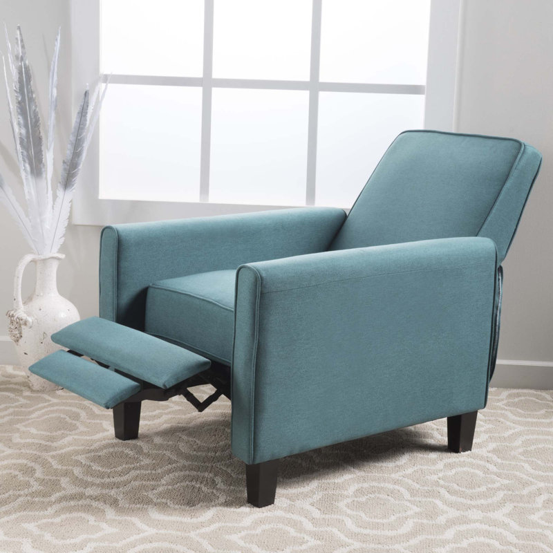 Push Back Manual Recliner Chair, Teal