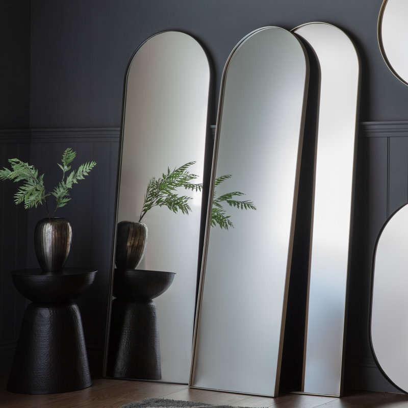 Aidric Metal Flat Wall Mirror, Black