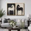 «Black and White Horse Animal Abstract Boho Living Room», reproduction d'art sur toile encadrée-107118062-107118061