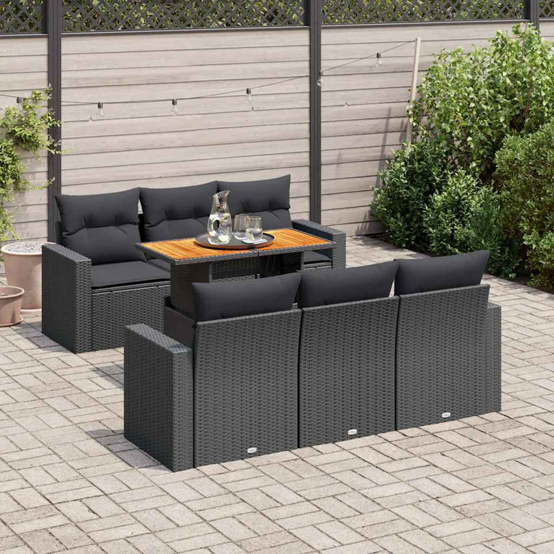  Ensemble de canapé de jardin noir, Noir, Gris foncé