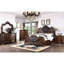Grand lit de luxe grand, style traditionnel, cerisier brun, bois massif et bois de marbre, faux sculpté