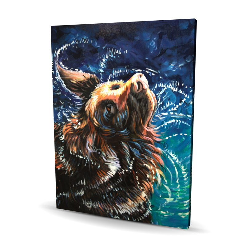 Art sur toile turquoise, Wet Golden Retriever