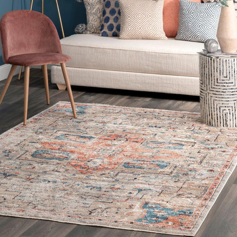 Tapis beige / bleu Irondequoit, Rectangle 4 pi x 6 pi 3 po