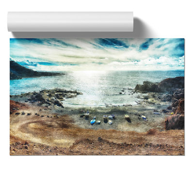 Boats Upon A Beach In Lanzarote - No Frame Painting
