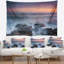 Tapisserie paysage coucher de soleil bleu plage rocheuse-28507515