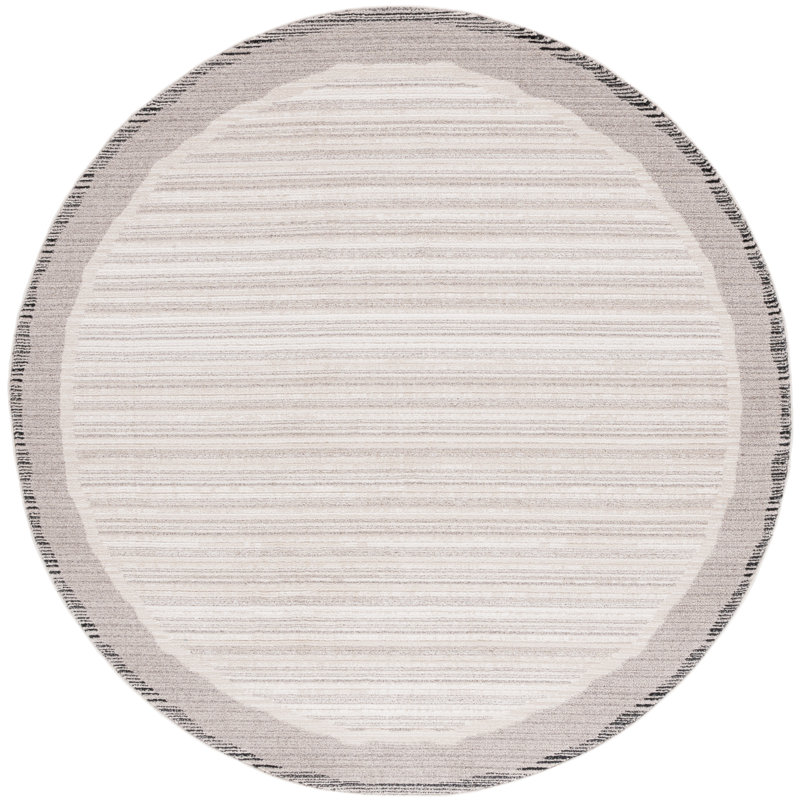 Drus 100 Performance Striped Rug, Round 6'7"