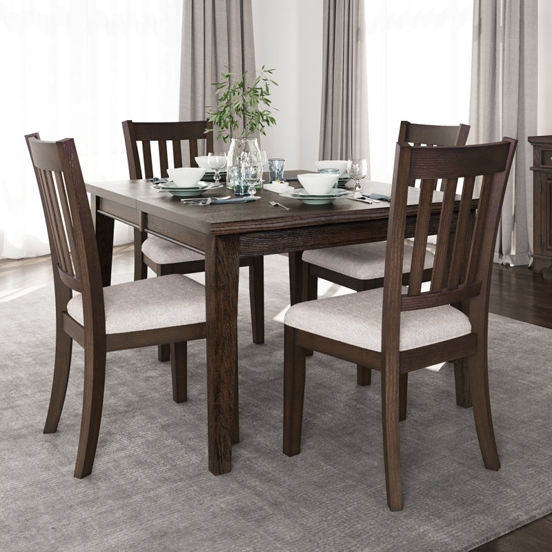 Langston Modern Transitional 5 Piece Dining Set - Dark Brown, 5 Pieces: Table, 4 Chairs, Dark Brown