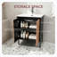 Armoire de meuble-lavabo moderne 30 po seulement, autoportante ou murale, portes doubles cannelées et tablette ajustable à fermeture en douceur, pieds en aluminium, noyer et noir (sans lavabo)-134647109