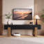 Meuble télé en bois massif de 160 cm (63 po), noir-1201613961
