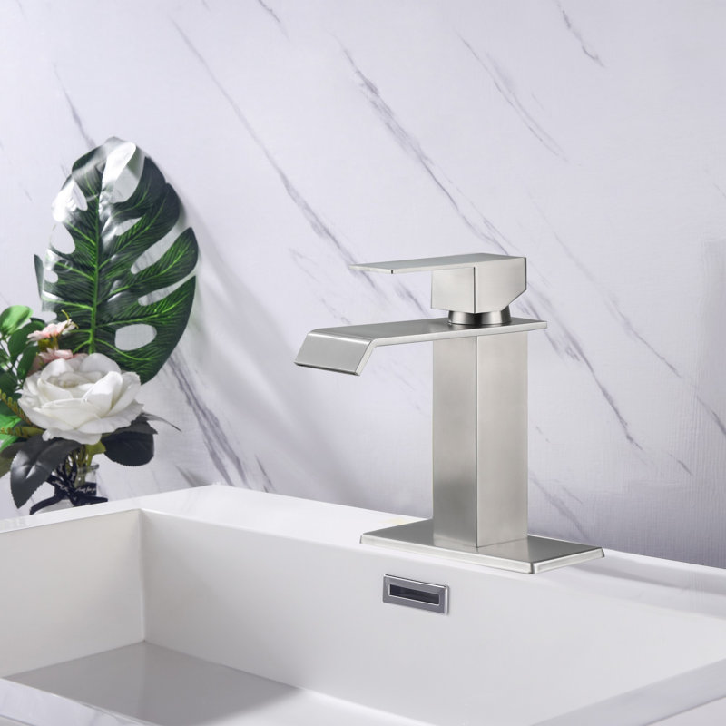 Single Handle Stainless Steel Bathroom Sink Faucet, Brushed Nickel