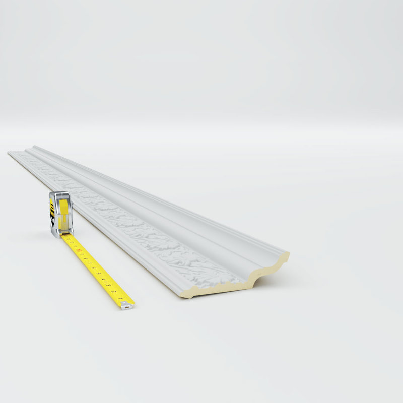 Primed White Polyurethane Geometric Crown Moulding Sample